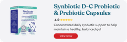 Synbiotic D-C probiotic and prebiotic capsules for dog digestive health